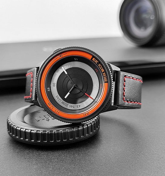 BREAK Black Camera Series Luxury Fashion Casual Stainless Steel Unique Sport 30 Meters Waterproof Quartz Watches for Man