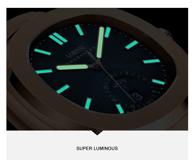 Nautilus Automatic OBLVLO Watches With Multifunctional 50 Miters Water Prooof Luminous Wristwatch For Man by Lobinni Reef Tiger