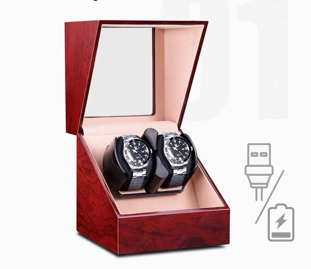 ALDO Apparel & Accessories / Jewelry / Watch Accessories / Watch Winders / Brown Automatic Laxury Double Watch Winder Handmade Battery or DC/AC Operated