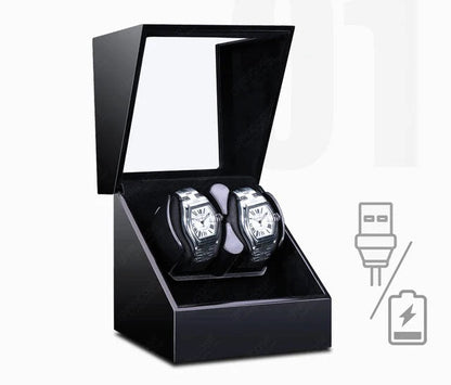 ALDO Apparel & Accessories / Jewelry / Watch Accessories / Watch Winders / Ebony Automatic Laxury Double Watch Winder Handmade Battery or DC/AC Operated