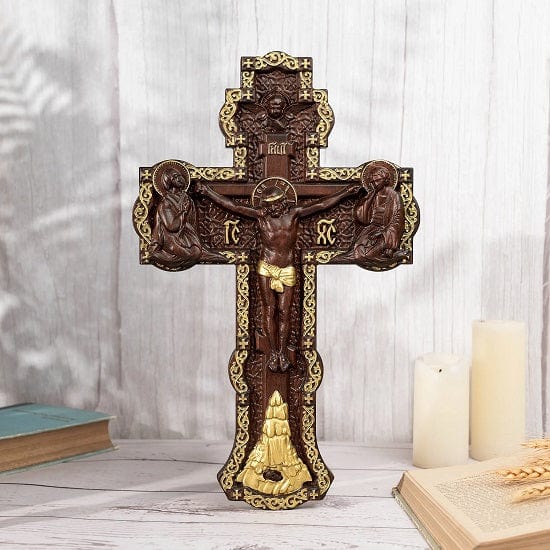 ALDO Artwork> Sculptures & Statues 10 Inches Crucifix INRI Christian Catholic Jesus Crucifixion Scene Wood Hand Carved Statue (Copy)