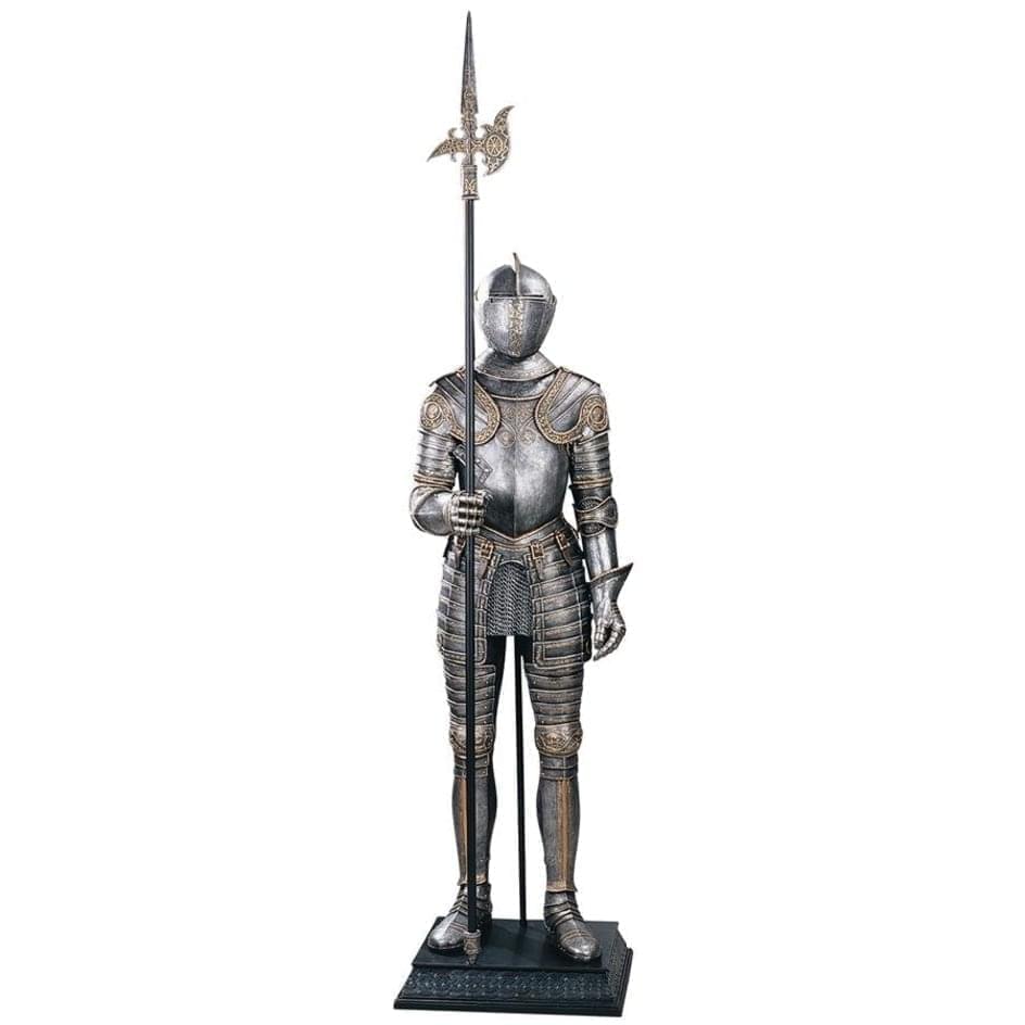 ALDO Artwork Sculptures & Statues 16th-Century Medieval Italian Armor Suit Knight Sculpture with Halberd