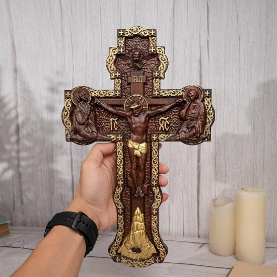 ALDO Artwork> Sculptures & Statues Crucifix INRI Christian Catholic Jesus Crucifixion Scene Wood Hand Carved Statue (Copy)