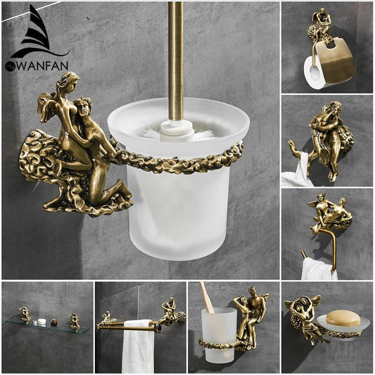 ALDO Bathroom Accessories Romantic Bathroom Hardware Accessories Set Cupid and Psyche Towel Ring and Robe Hook, Toilet Paper Holder Towel Bar Toilet Brush Holder