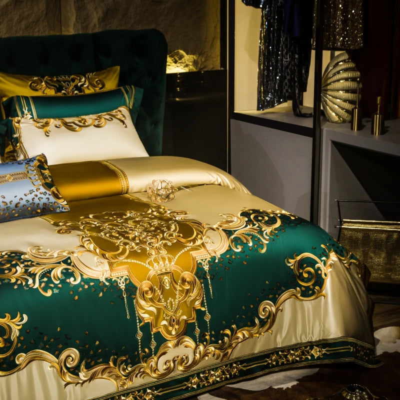 ALDO Bedding >Comforters & Sets Finest Royal Palace Gold Style Luxury Duvet Set 100% Egyptian Cotton With Golden Embroidery