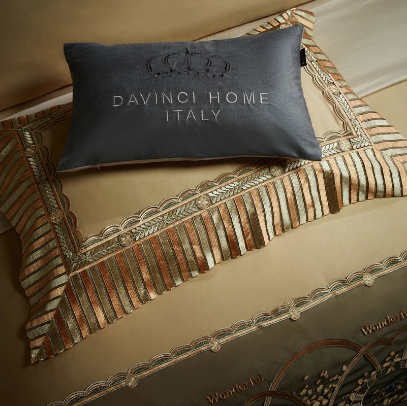 ALDO Bedding >Comforters & Sets Luxury Gold Horse Lace Edge Embroidery Palace Bedding Set Bamboo Fiber Cotton Cozy Quilt Cover Set Bed Sheet & Pillowcases