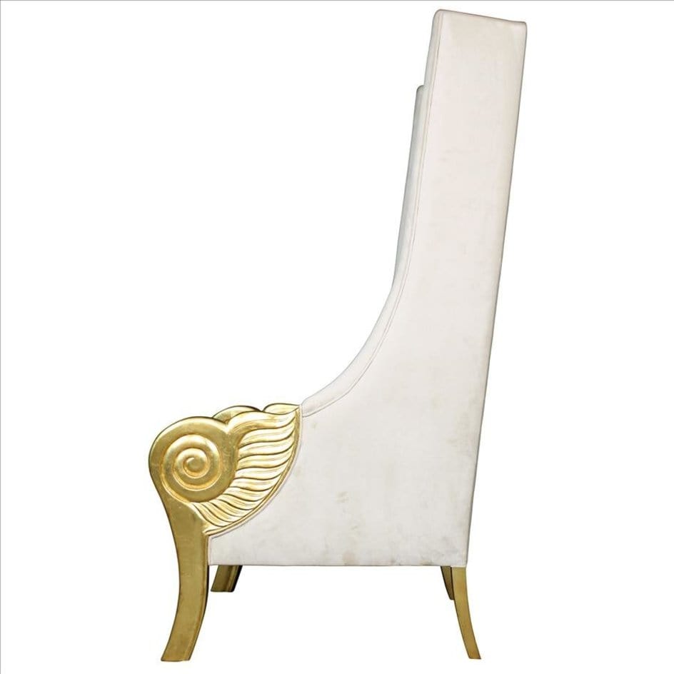 ALDO Chairs 33″Wx39″Dx69″H / NEW / wood Venetian Doge’s Palace Wingback Great Golden Throne White Throne Chair With Real Gold Leaf