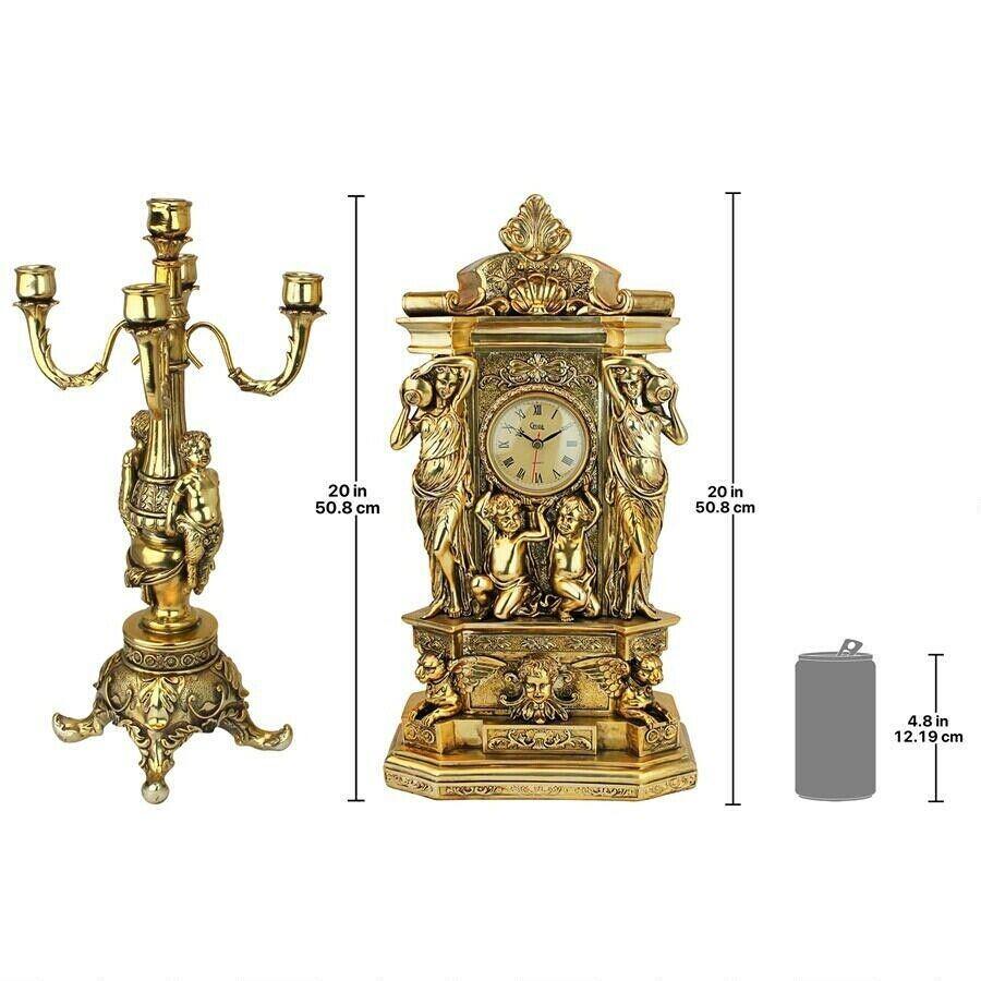 ALDO Clocks Grand Chateau Chambord Clock and Candelabra Ensemble Set