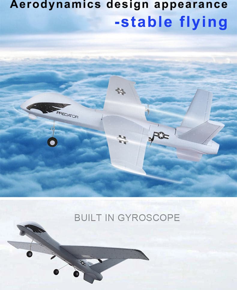 ALDO Creative Arts Collectibles Scale Model 15.75" x 25.9" x 5.11" inches / NEW / Foam Radio Controlled Drone Glader Z-51 Predator Fighter Reachable Foam Model Aircraft