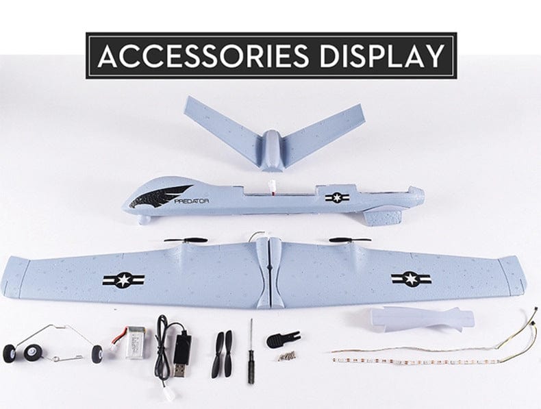 ALDO Creative Arts Collectibles Scale Model 15.75" x 25.9" x 5.11" inches / NEW / Foam Radio Controlled Drone Glader Z-51 Predator Fighter Reachable Foam Model Aircraft