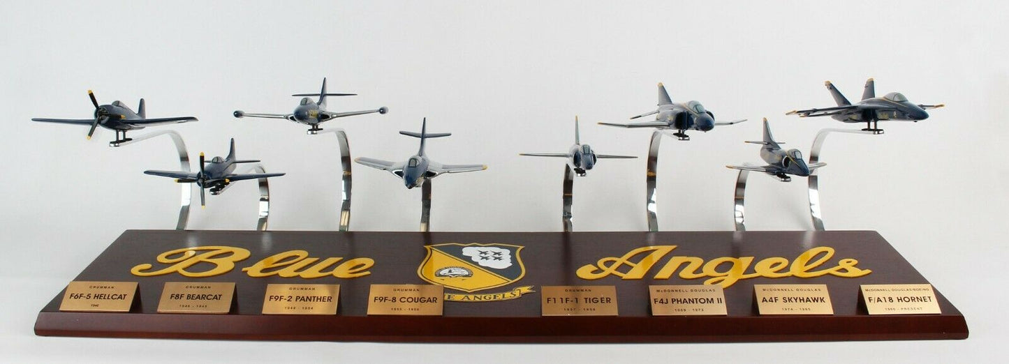 ALDO Creative Arts Collectibles Scale Model 36.00" x 13.00" x 13.00" / NEW / wood Airplane USAF Blue Angels Flight Demonstration Squadron Wood Model 8 Planes Set Collection