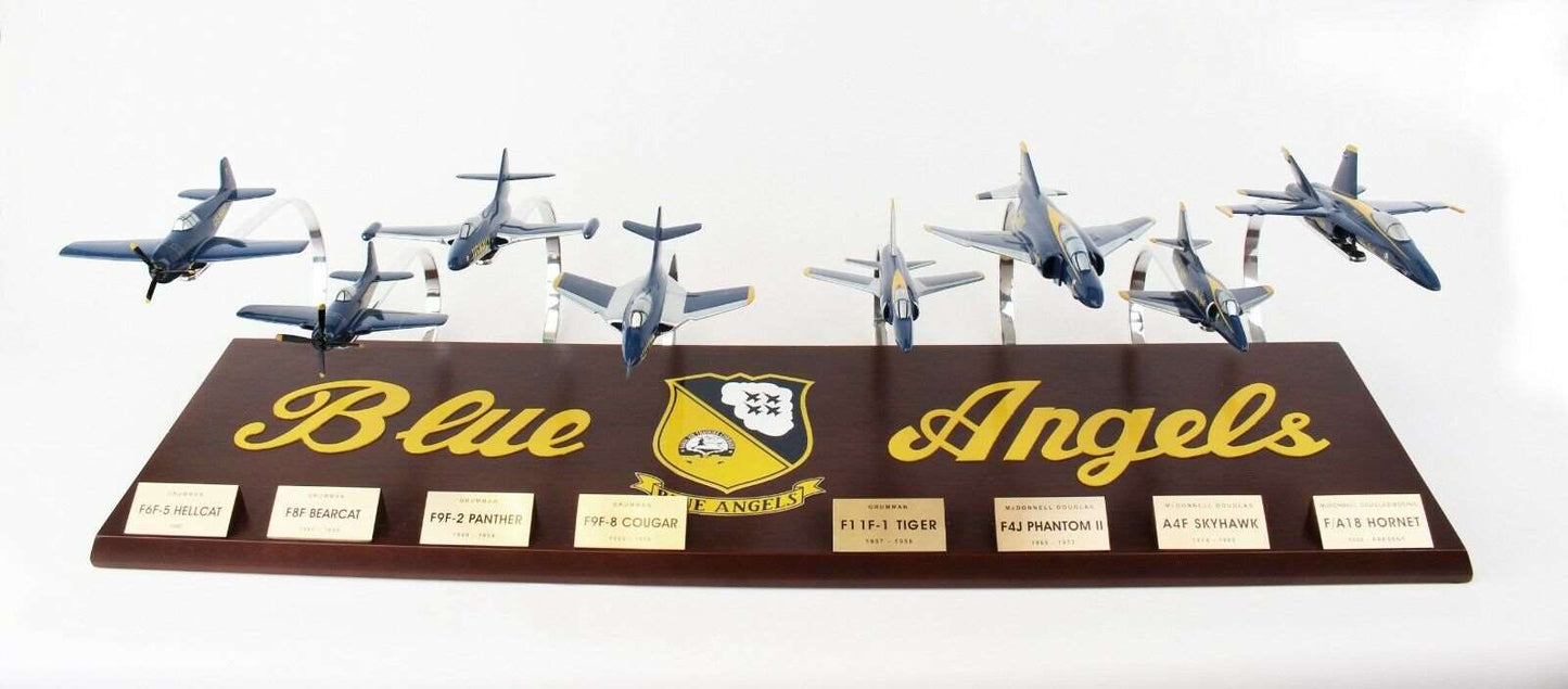 ALDO Creative Arts Collectibles Scale Model 36.00" x 13.00" x 13.00" / NEW / wood Airplane USAF Blue Angels Flight Demonstration Squadron Wood Model 8 Planes Set Collection