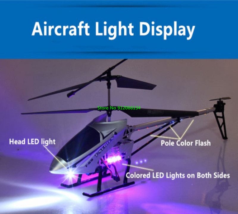 ALDO Creative Arts Collectibles Scale Model 80 cm or 31.5"  Inches Long / NEW / Allow Metal Super Large Alloy Electric Remote Control Helicopter Blue Alloy Model 3.5CH GoGeose Anti-Fall Body LED Light RC Aircraft