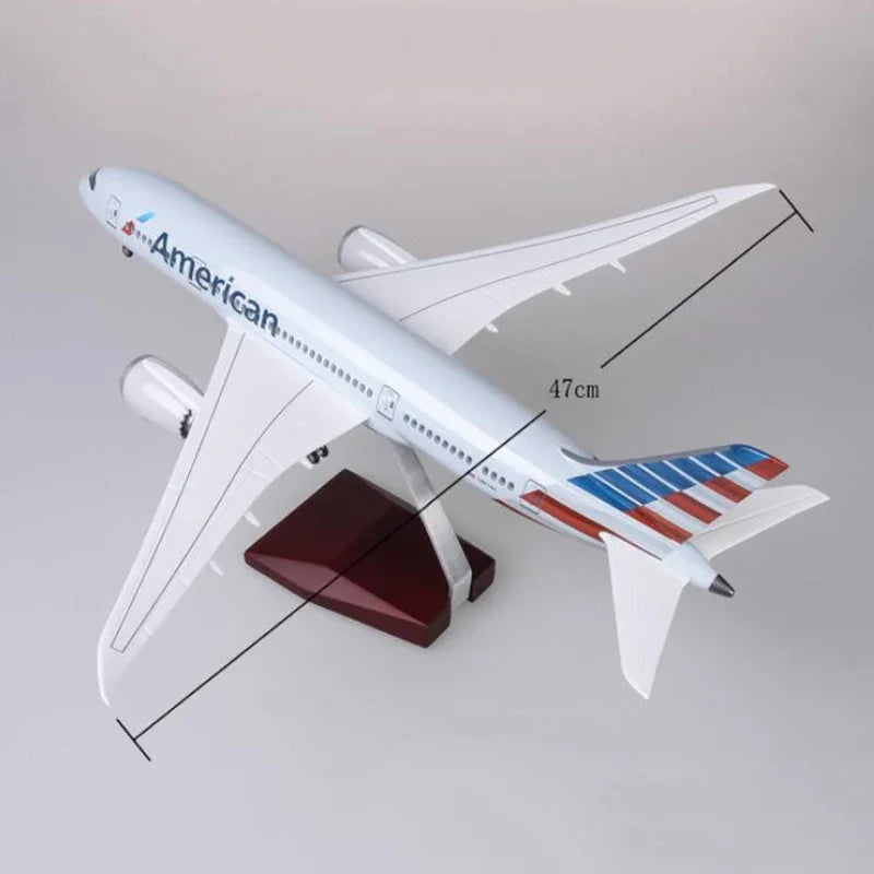 ALDO Creative Arts Collectibles Scale Model American Airlines Boeing 787 B787 Dreamliner Model Aircraft With Landing Gears and LED Lights