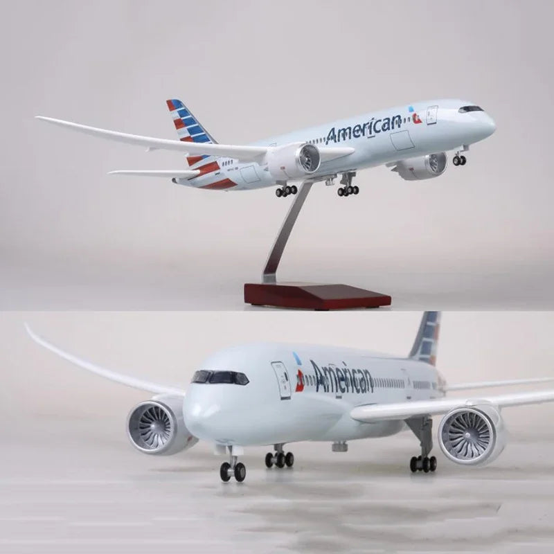 ALDO Creative Arts Collectibles Scale Model American Airlines Boeing 787 B787 Dreamliner Model Aircraft With Landing Gears and LED Lights