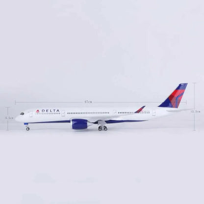 ALDO Creative Arts Collectibles Scale Model Delta Airlines Airbus  350 A350  Model Aircraft With Landing Gears and LED Lights