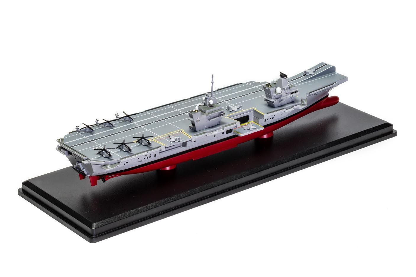 ALDO Creative Arts Collectibles Scale Model NEW / wood and resin HMS Royal Navy Prince Of Wales Queen Elizabeth-Class Aircraft Carriers With Display Cabinet