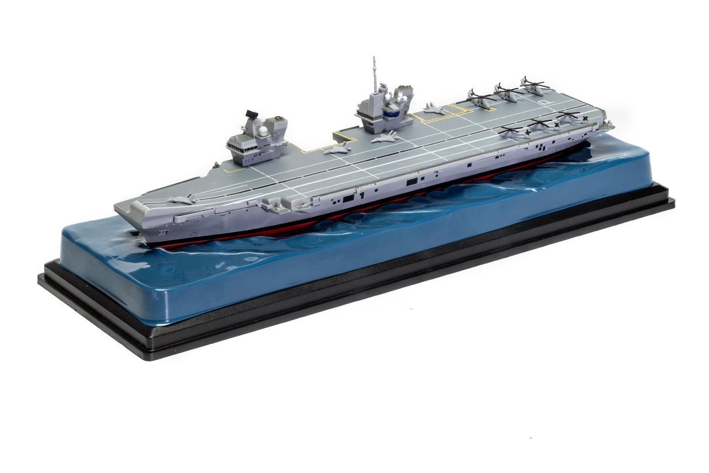 ALDO Creative Arts Collectibles Scale Model NEW / wood and resin HMS Royal Navy Prince Of Wales Queen Elizabeth-Class Aircraft Carriers With Display Cabinet