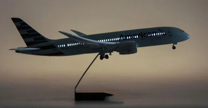 ALDO Creative Arts Collectibles Scale Model With Lights American Airlines Boeing 787 B787 Dreamliner Model Aircraft With Landing Gears and LED Lights