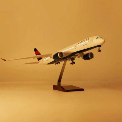 ALDO Creative Arts Collectibles Scale Model With Lights Delta Airlines Airbus  350 A350  Model Aircraft With Landing Gears and LED Lights