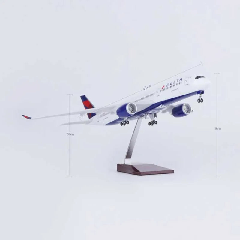 ALDO Creative Arts Collectibles Scale Model Without Lights Delta Airlines Airbus  350 A350  Model Aircraft With Landing Gears and LED Lights