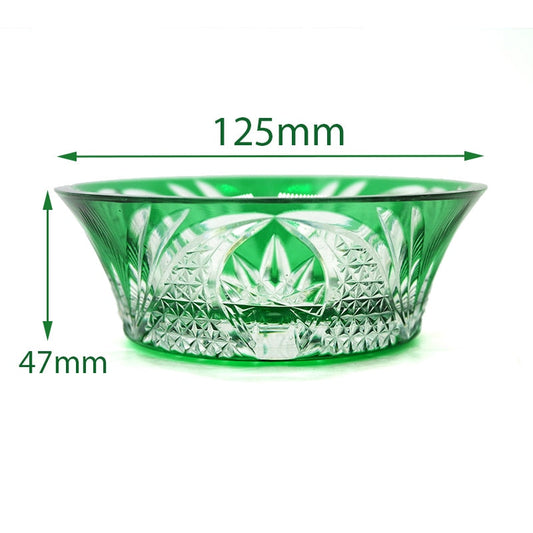 ALDO Creative Arts >Pottery 125 mm  Wide x  47 mm High / New / Glass Crystal Luxury Elegant Hand Carved  Bohemian Czech Style  Green Crystal Engraving Hand Cut Centerpiece  Vase