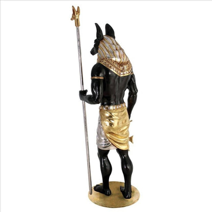 ALDO Décor>Artwork>Sculptures & Statues 26.5"Wx26.5"Dx74"H / NEW / rasin Life-Size Anubis Egyptian Grand Ruler Hand Painted in Faux Ebony and Real Gold and Silver Statue