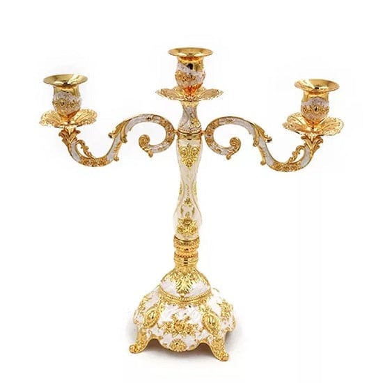 ALDO Décor>Artwork>Sculptures & Statues 3-Arms Vintage 24 karat Gold Plated Metal 3 and 5 Arm Candlestick Candle Holders Candelabra