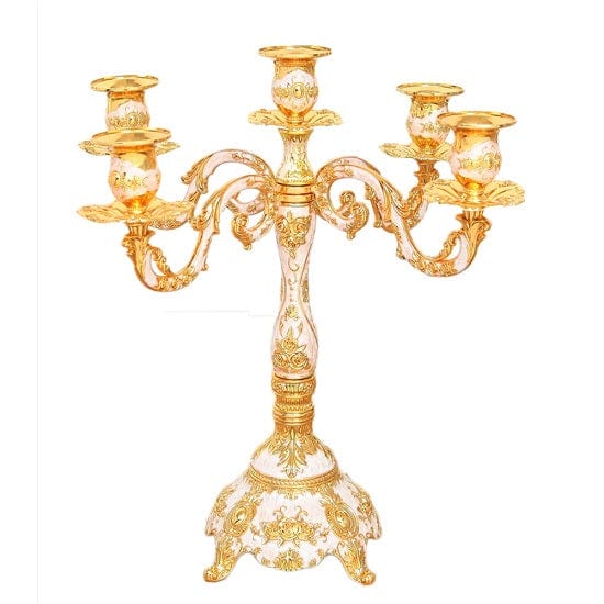 ALDO Décor>Artwork>Sculptures & Statues 5-Arms Vintage 24 karat Gold Plated Metal 3 and 5 Arm Candlestick Candle Holders Candelabra