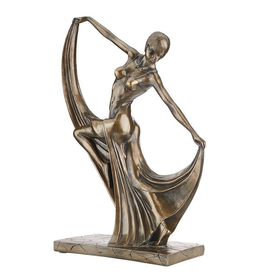 ALDO Decor > Artwork > Sculptures & Statues 5"Wx3.5"Dx19.5"H. 2 lbs. / New / resin Dancing Beauty Art Deco Statue by French Artist Pierre Le Faguays