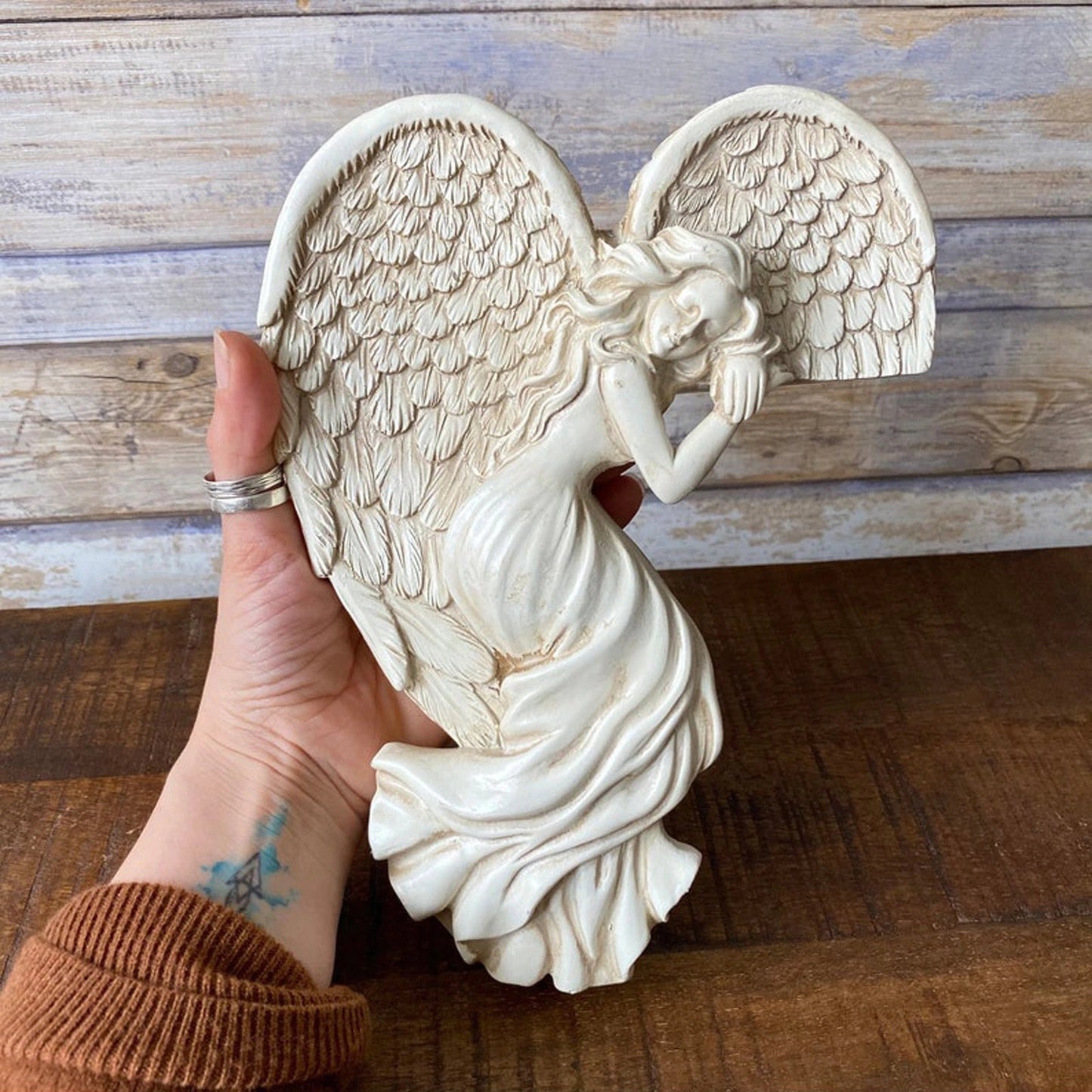 ALDO Decor > Artwork > Sculptures & Statues 6" H Inches / New / resin Door Frame Guardian Angel Right and Left Medium Statues Set of Two Left and Right