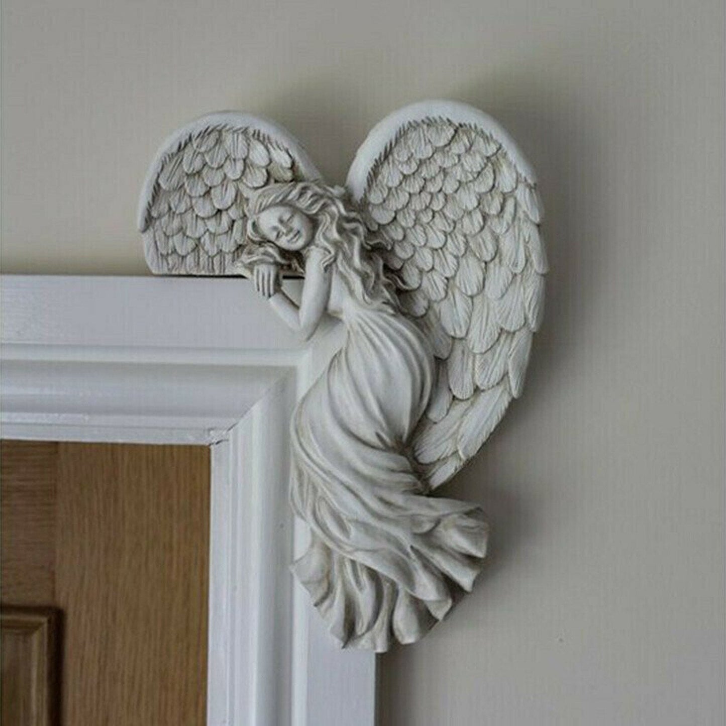 ALDO Decor > Artwork > Sculptures & Statues 6" H Inches / New / resin Door Frame Guardian Angel Right and Left Medium Statues Set of Two Left and Right