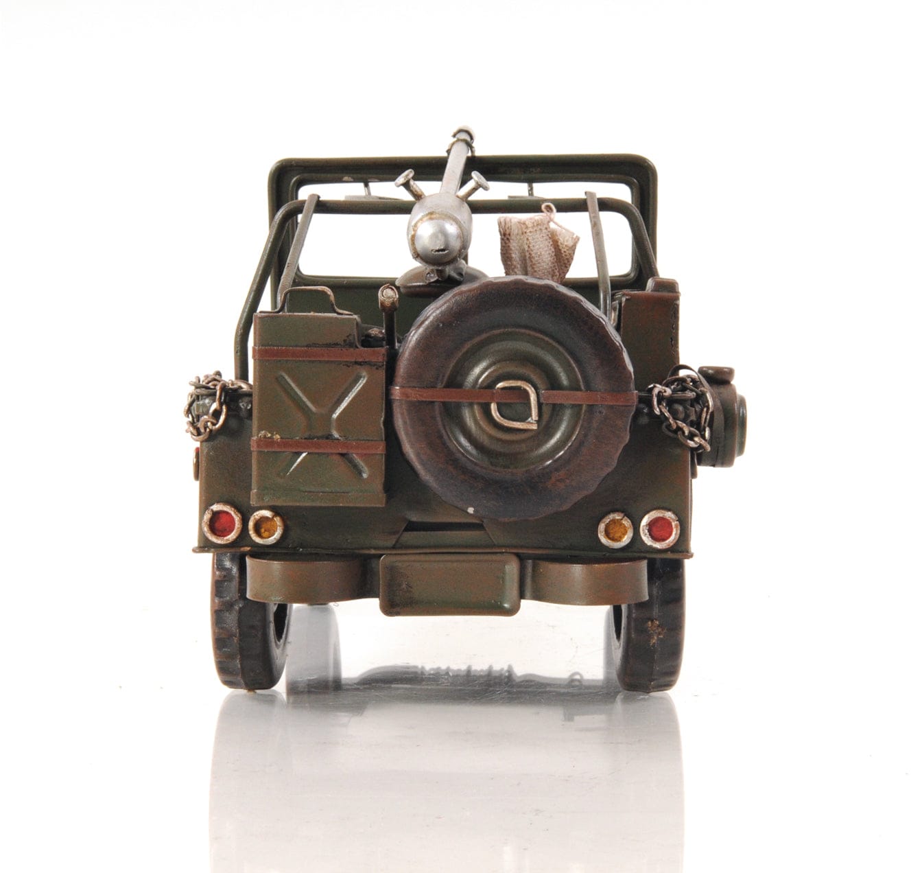 ALDO Decor > Artwork > Sculptures & Statues L: 11 W: 6.5 H: 6 Inches / NEW / iron US Army Green 1940 World War II Era Willys MB Overland Jeep Car Metal Model
