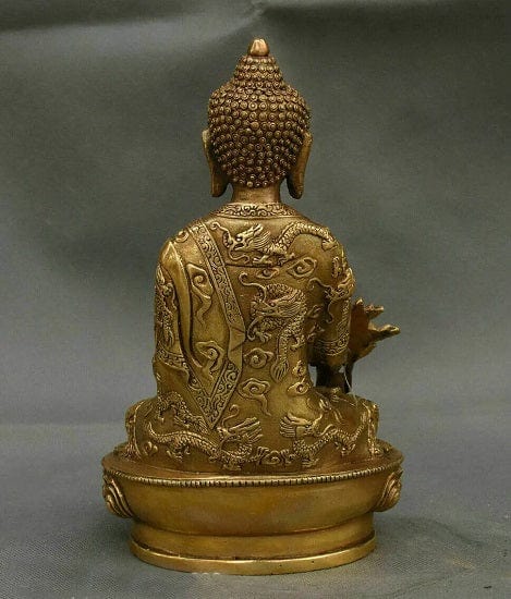 ALDO Décor>Artwork>Sculptures & Statues Large Brass Menla Medicine Buddha Buddha Statue Symbolizes the Power of Healing and God Health.