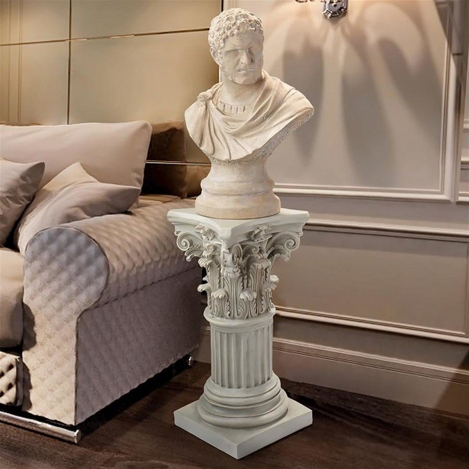 ALDO Décor>Artwork>Sculptures & Statues Roman Emperor Marcus Aurelius Caracalla Sculptural Bust On Corinthian Pedestal