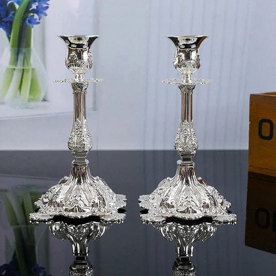 ALDO Décor>Artwork>Sculptures & Statues Silver Vintage Romantic Gold Silver Metal Candle Holders Candlestick Candle Holders Set of Two