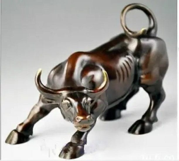 ALDO Decor / Artwork / Sculptures & Statues / Small 12cm Feng Shui Cooper Brown Wall Street Bull Statue Enhance Wealth and Success