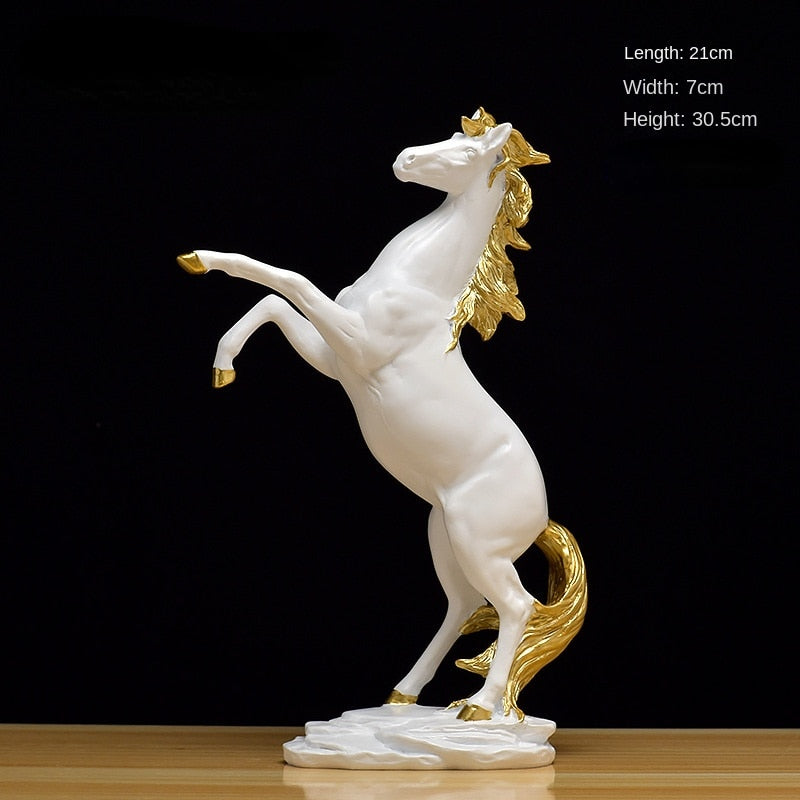 ALDO Décor>Artwork>Sculptures & Statues White Gold / 30.5cm/14"inches H x 17cm/ 7" Inches L x 8cm / 3.15" Inches W Grande Mustang Stallion Horse Large Desktop Sculpture Statue