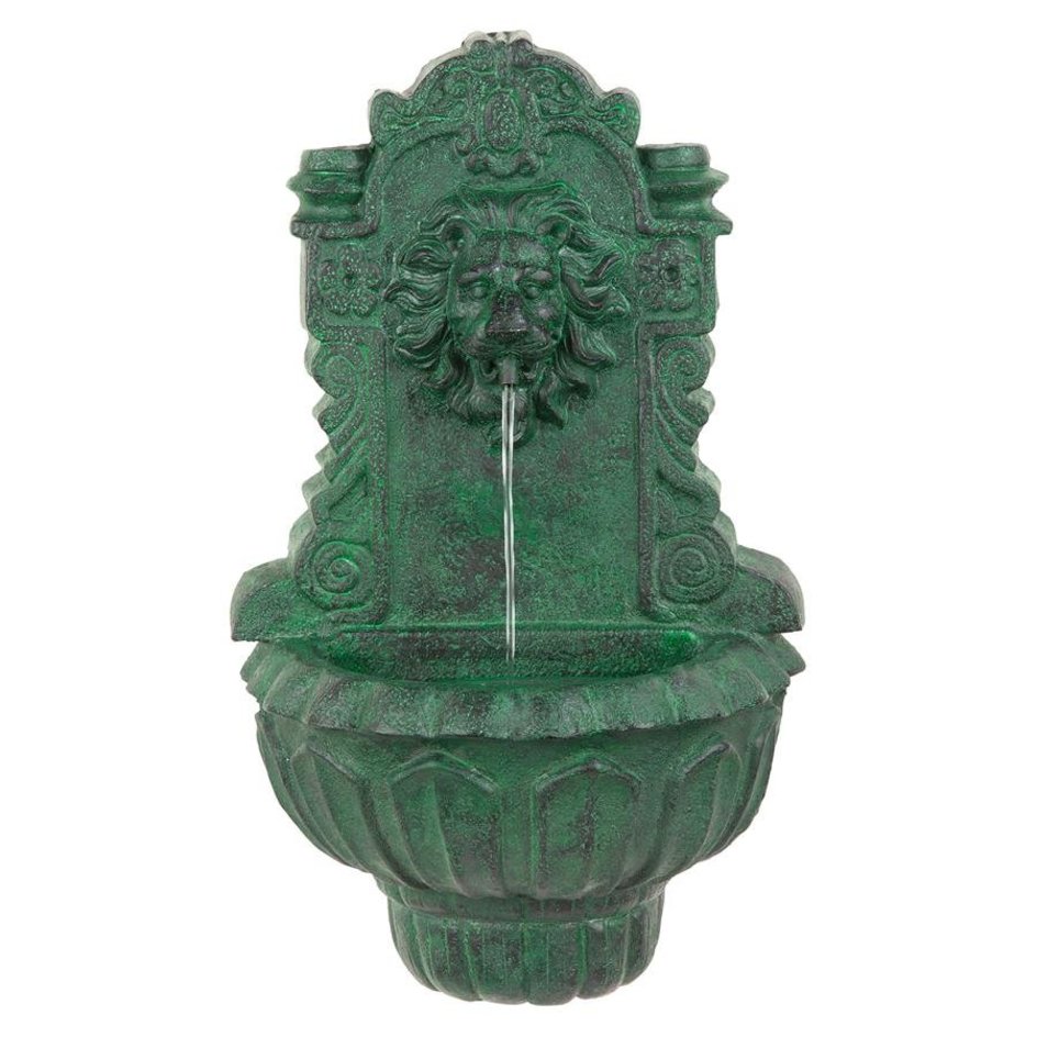 ALDO Decor > Fountains & Ponds 15.5"Wx9.5"Dx25"H / new / resin Florentine Lion Head Spouting Garden Wall Niche Sculpture With Pump