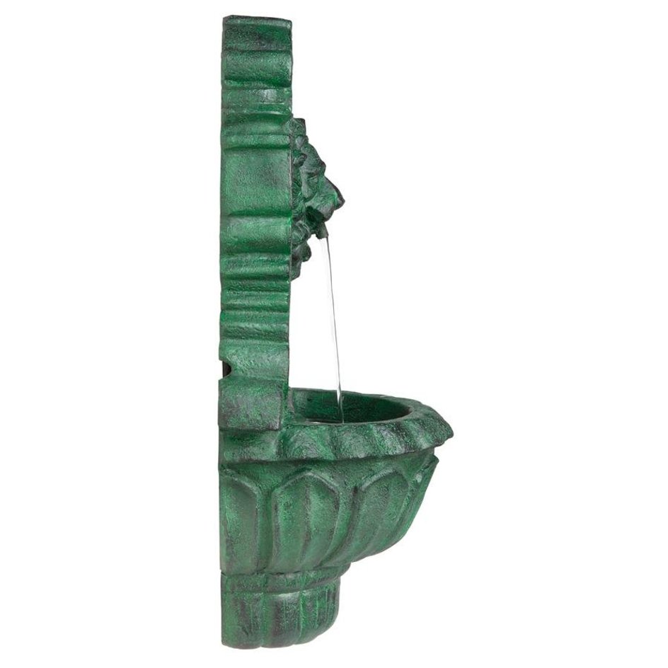 ALDO Decor > Fountains & Ponds 15.5"Wx9.5"Dx25"H / new / resin Florentine Lion Head Spouting Garden Wall Niche Sculpture With Pump