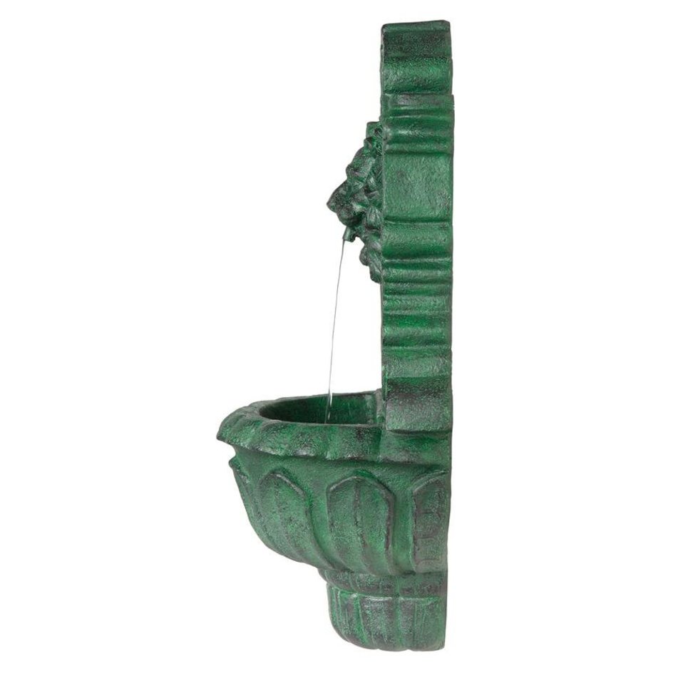 ALDO Decor > Fountains & Ponds 15.5"Wx9.5"Dx25"H / new / resin Florentine Lion Head Spouting Garden Wall Niche Sculpture With Pump