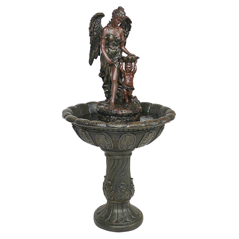 ALDO Decor > Fountains & Ponds 23"Wx23"Dx47"H / new / resin Italian Style Gradian Angel Sculptural Garden Fountain
