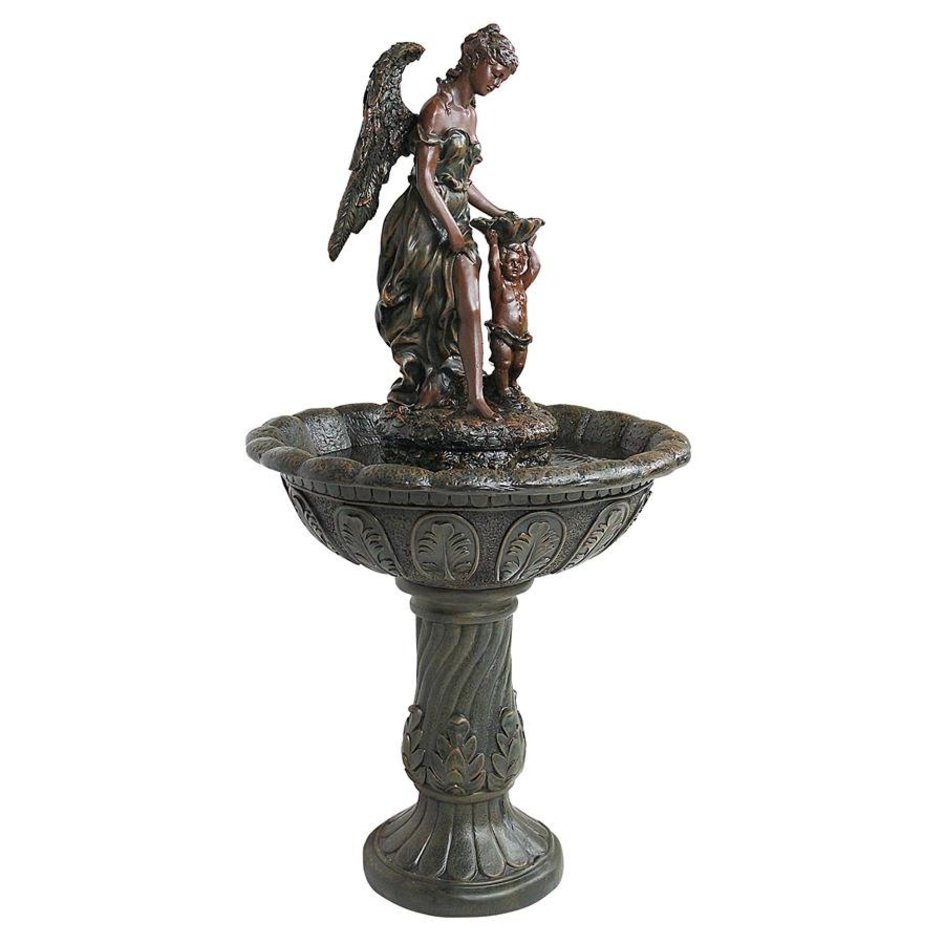 ALDO Decor > Fountains & Ponds 23"Wx23"Dx47"H / new / resin Italian Style Gradian Angel Sculptural Garden Fountain