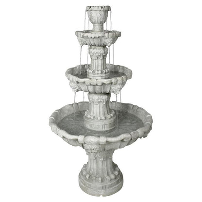 ALDO Decor > Fountains & Ponds 31.5"Wx31.5"Dx56"H / new / resin Italian Medici Style Lion Garden Sculptural  Four Tier Brown Stone Fountain Antique Stone