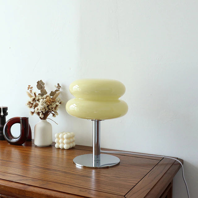 ALDO décor>Lighting > Lamps Cream Macaron Glass Table Lamp Trichromatic Dimming Sculptural Table Lamp