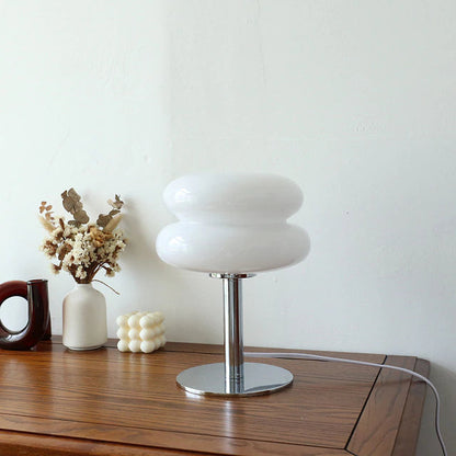 ALDO décor>Lighting > Lamps White Macaron Glass Table Lamp Trichromatic Dimming Sculptural Table Lamp
