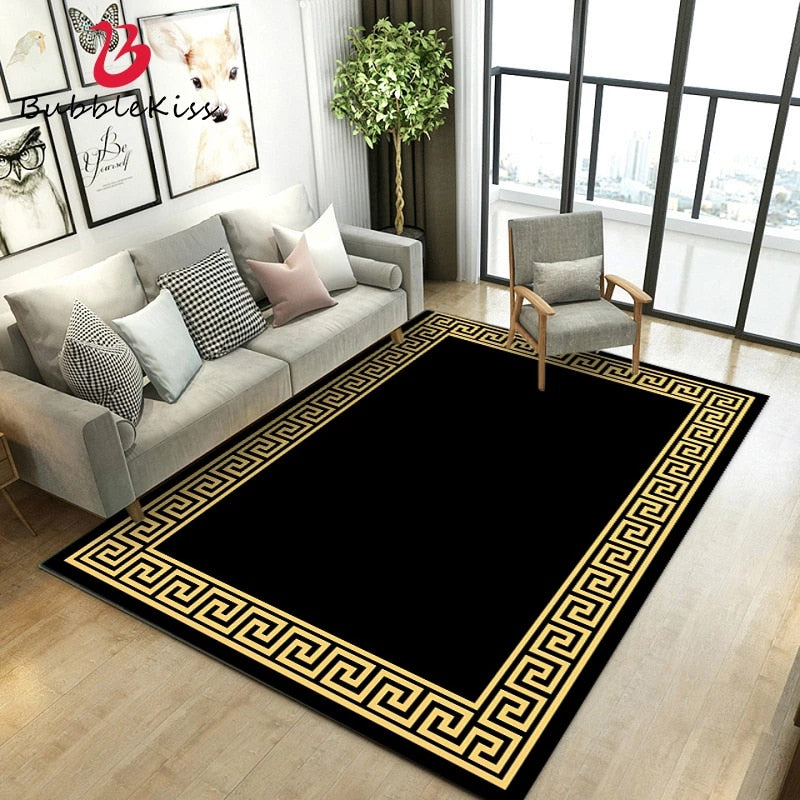 ALDO Decor > Rugs 2.6 feet Wide x 4 feet Long / Polyester / Green and Gold Modern Designer Black and Gold Luxury Non-Slip Rug Carpet