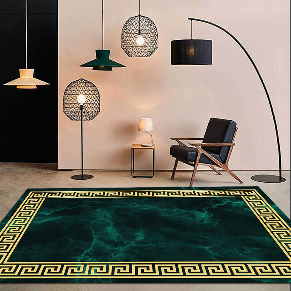 ALDO Decor > Rugs Luxury Marble Green and Gold Non-Slip Area Rug Carpet.
