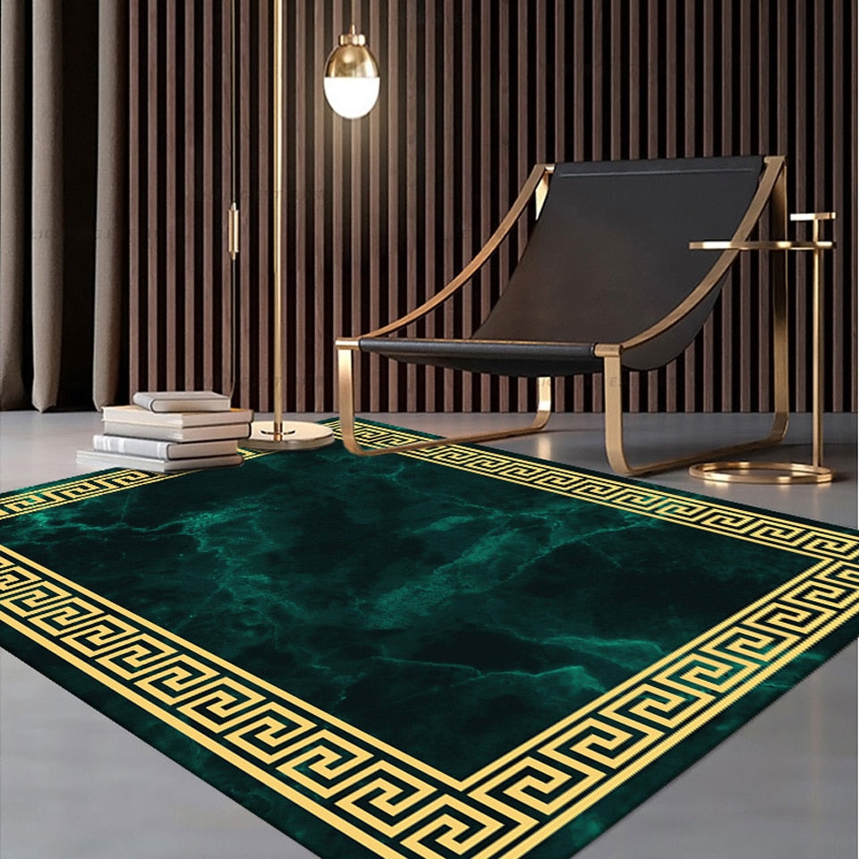 ALDO Decor > Rugs Luxury Marble Green and Gold Non-Slip Area Rug Carpet.