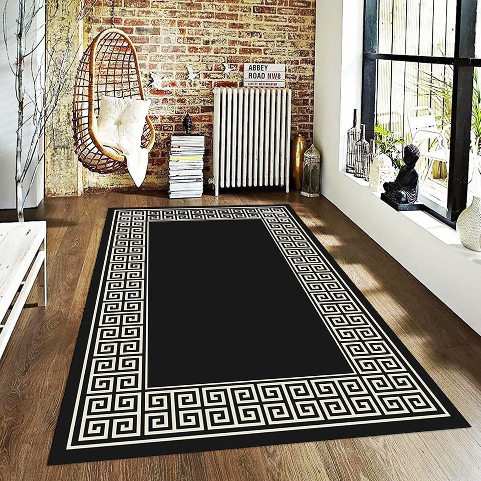 ALDO Decor > Rugs Modern Designer Black and White Double Layer Luxury Non-Slip Rug Carpet